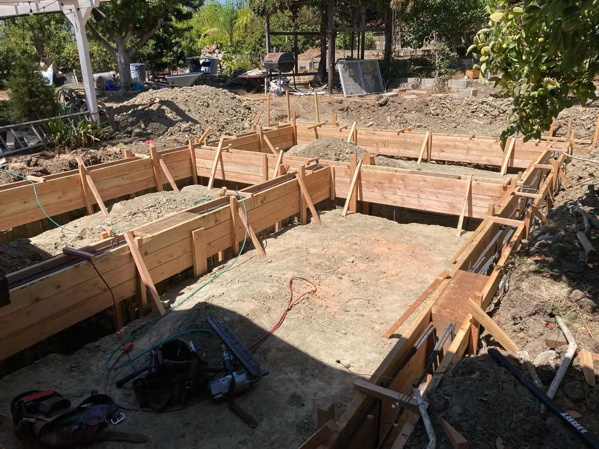 Foundation formwork on an ADU site